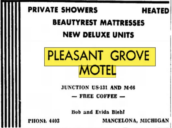Pleasant Grove Motel (Mancelona Motel) - Jul 1954 Ad